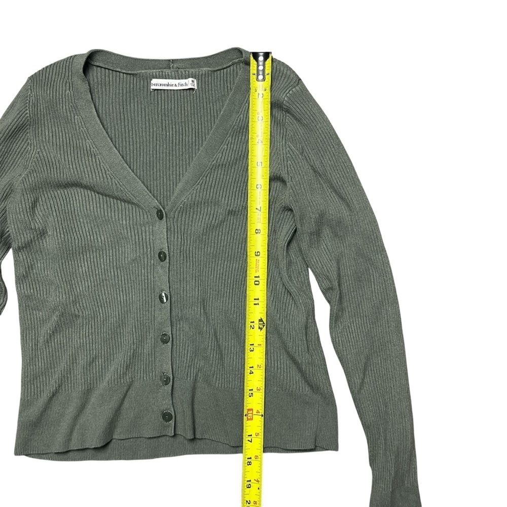 Abercrombie And Fitch Ribbed Cardigan Sweater Green Heritage Size Medium - Picture 6 of 6